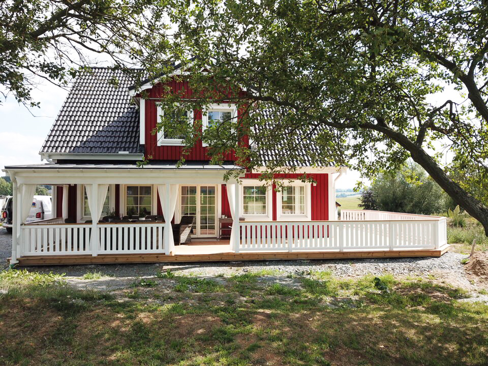 Rotes Schwedenhaus im Erzgebirge